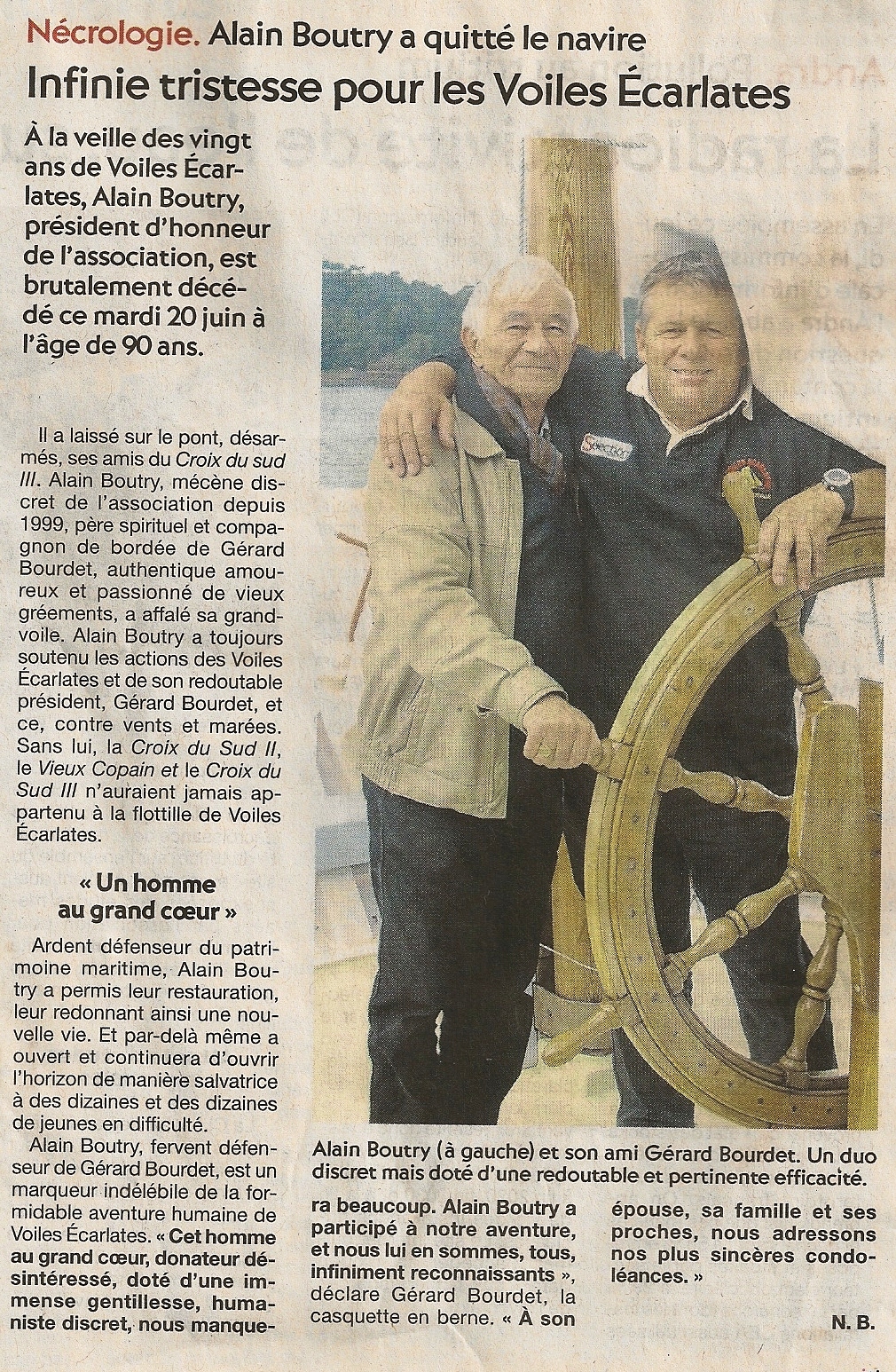 nécrologie Alain Boutry